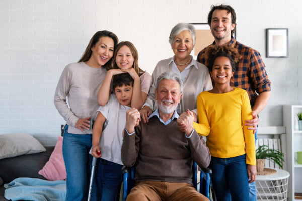 Extended Family smiling for picture.